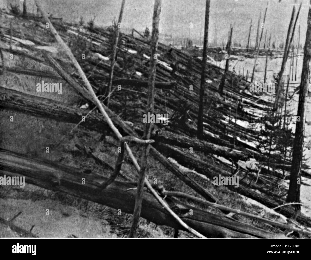 Fotografia dall'evento Tunguska è stata una grande esplosione che si è verificato nei pressi del lapideo fiume Tunguska, in quello che è ora di Krasnoyarsk Krai, Russia. Datata 1908 Foto Stock