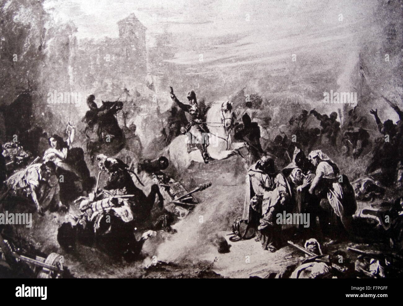 Il primo assedio di Saragozza (chiamato anche Saragossa) è stata una sanguinosa battaglia nella guerra peninsulare (1807-1814). Un esercito francese sotto generale Lefebvre-Desnouettes e successivamente comandato dal generale Jean-Antoine Verdier assediata, ripetutamente assaltata, ed è stato respinto dalla città spagnola di Saragozza nell'estate del 1808. Foto Stock