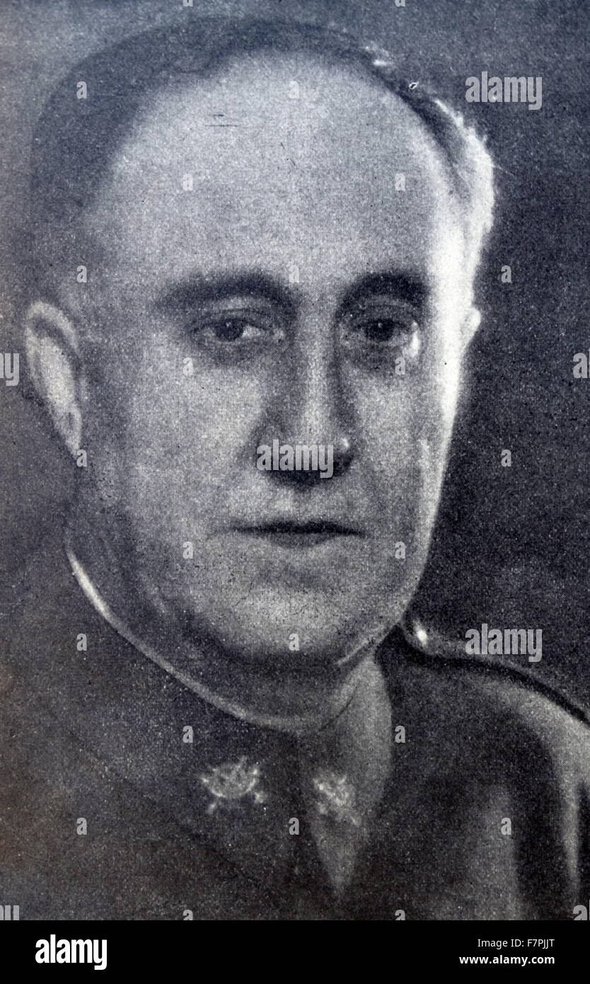 Fotografia del Brigadiere Generale Don Eliseo Alvarez-Arenas y Romero, capo dell'occupazione serivices sotto il regime di Franco. Datata 1939 Foto Stock