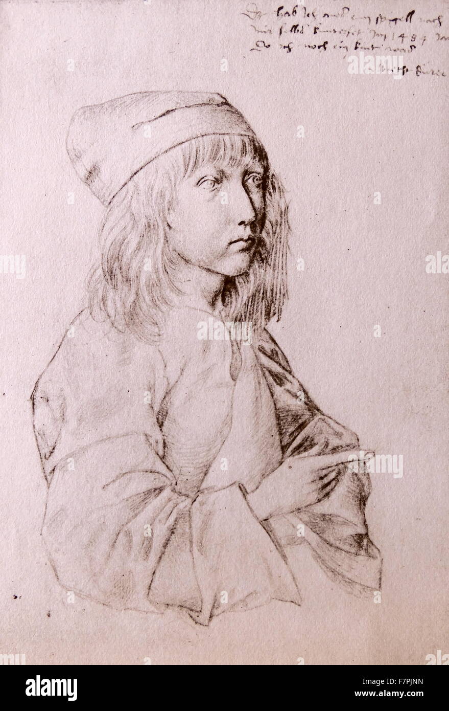 Autoritratto di Albrecht Dürer (1471-1528), pittore, incisore e teorico del Rinascimento tedesco. Datata XVI Secolo Foto Stock