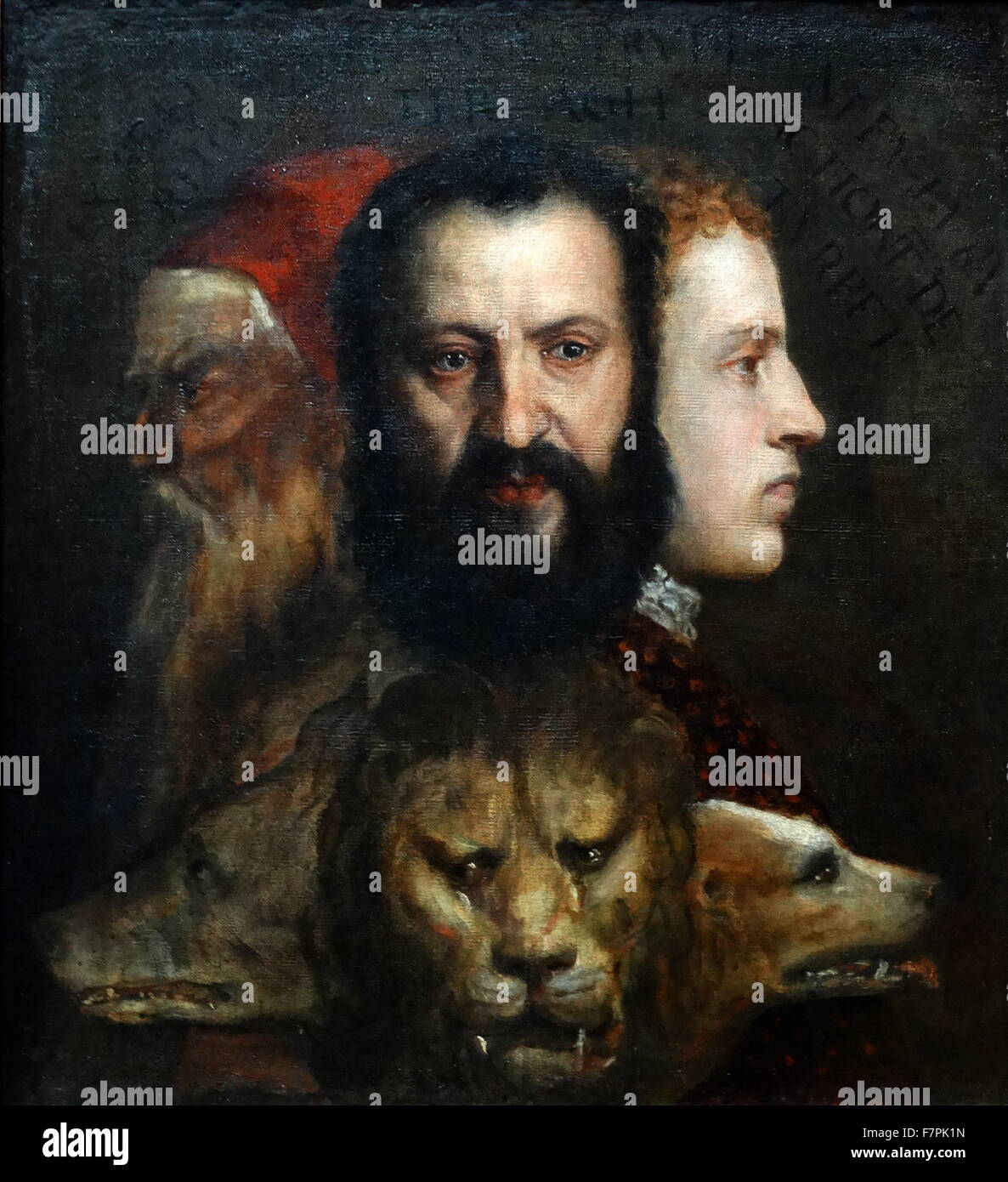 Pittura intitolato "Allegoria della prudenza" di Tiziano (1488-1576), pittore italiano e membro della Scuola Veneziana. Datata XVI Secolo Foto Stock