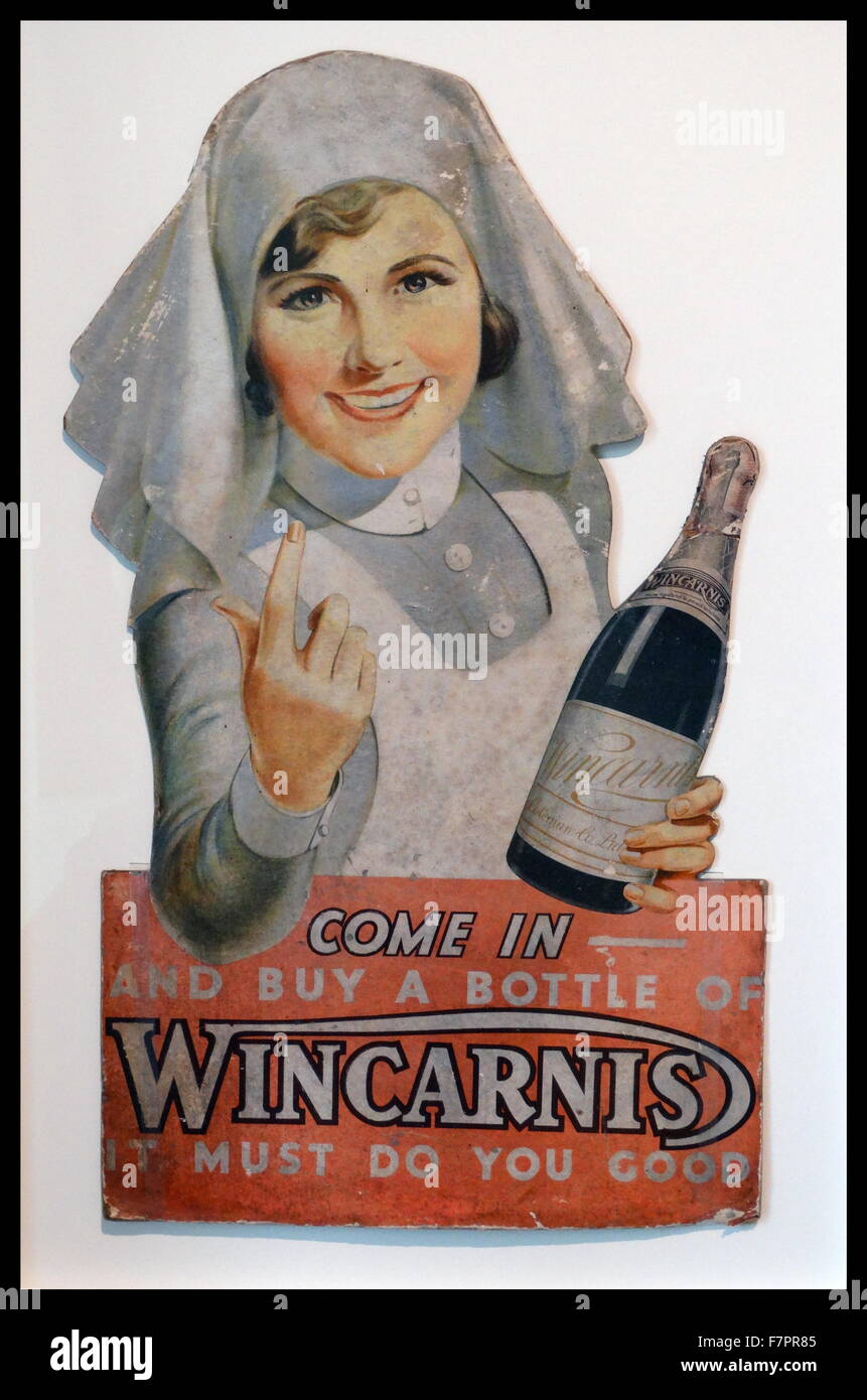 Wincarnis vino di Porto pubblicità. Presumibilmente approvato da 10.000 medici. Cartone, 1914-1916. Foto Stock
