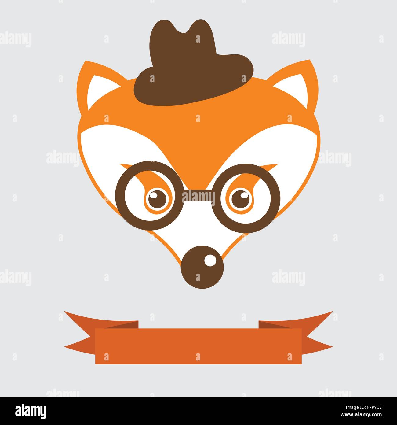 Fox nel cappello bowler e monocolo, in stile vintage ritratto Illustrazione Vettoriale