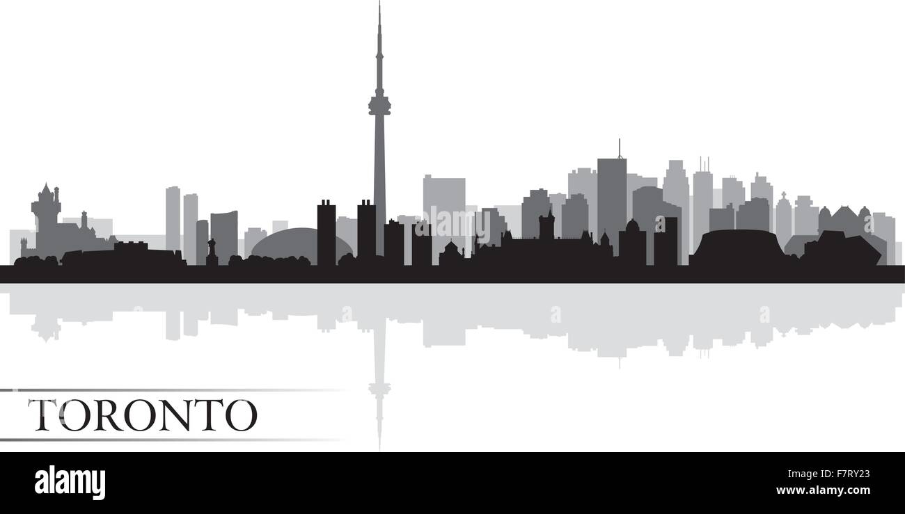 Toronto city skyline silhouette sullo sfondo Illustrazione Vettoriale