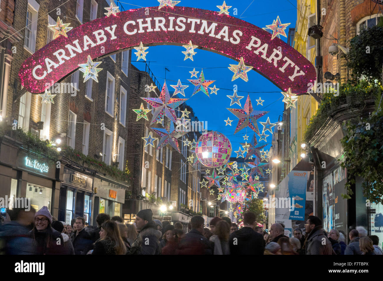 Le decorazioni di Natale Londra Carnaby Street Londra Natale 2016 Foto Stock
