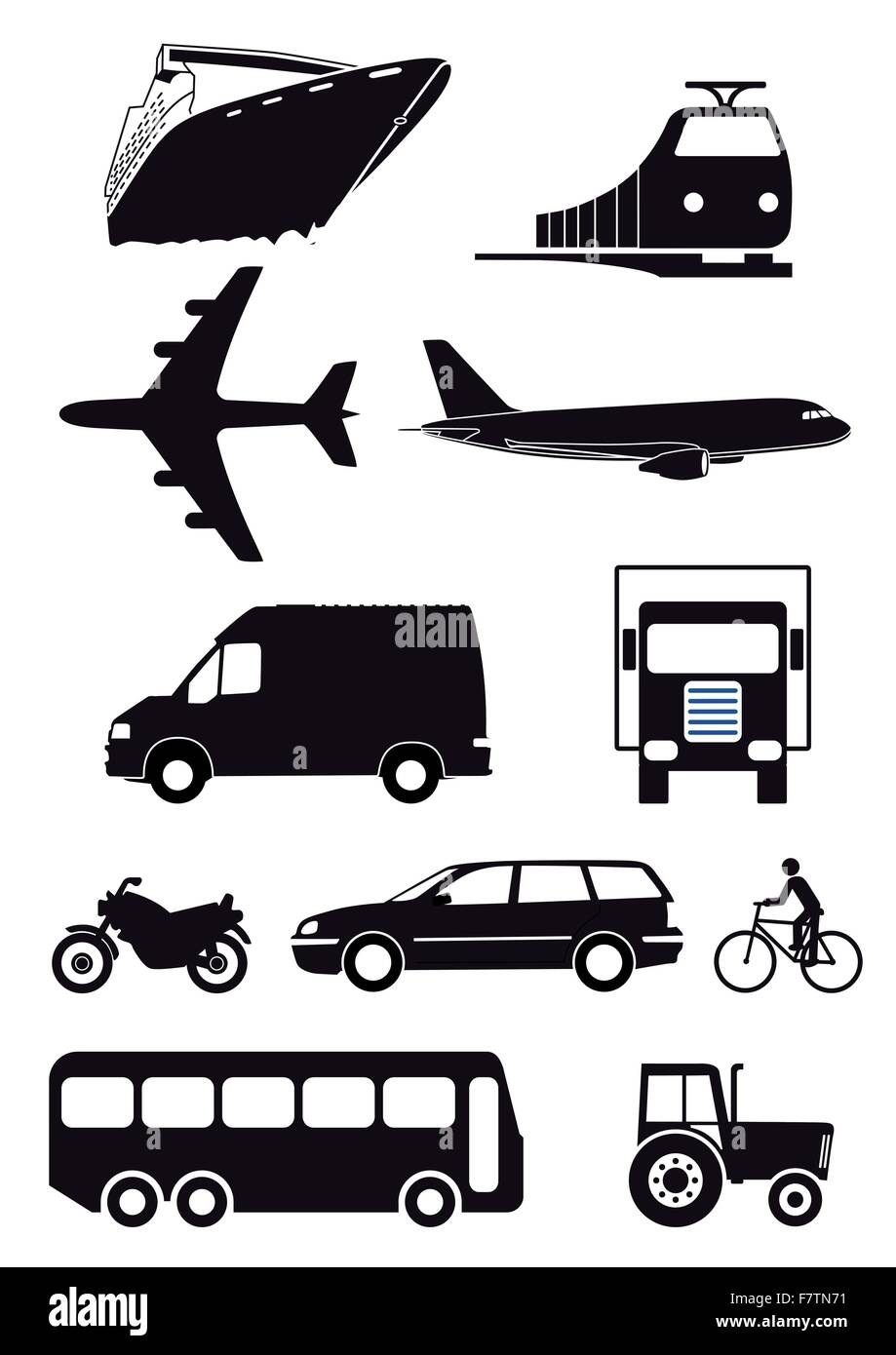 Icone di trasporto Illustrazione Vettoriale