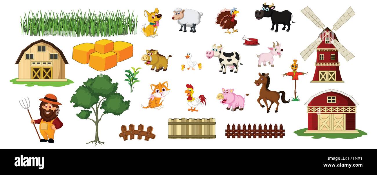 Farm Animal Farm e strumento per la progettazione Illustrazione Vettoriale