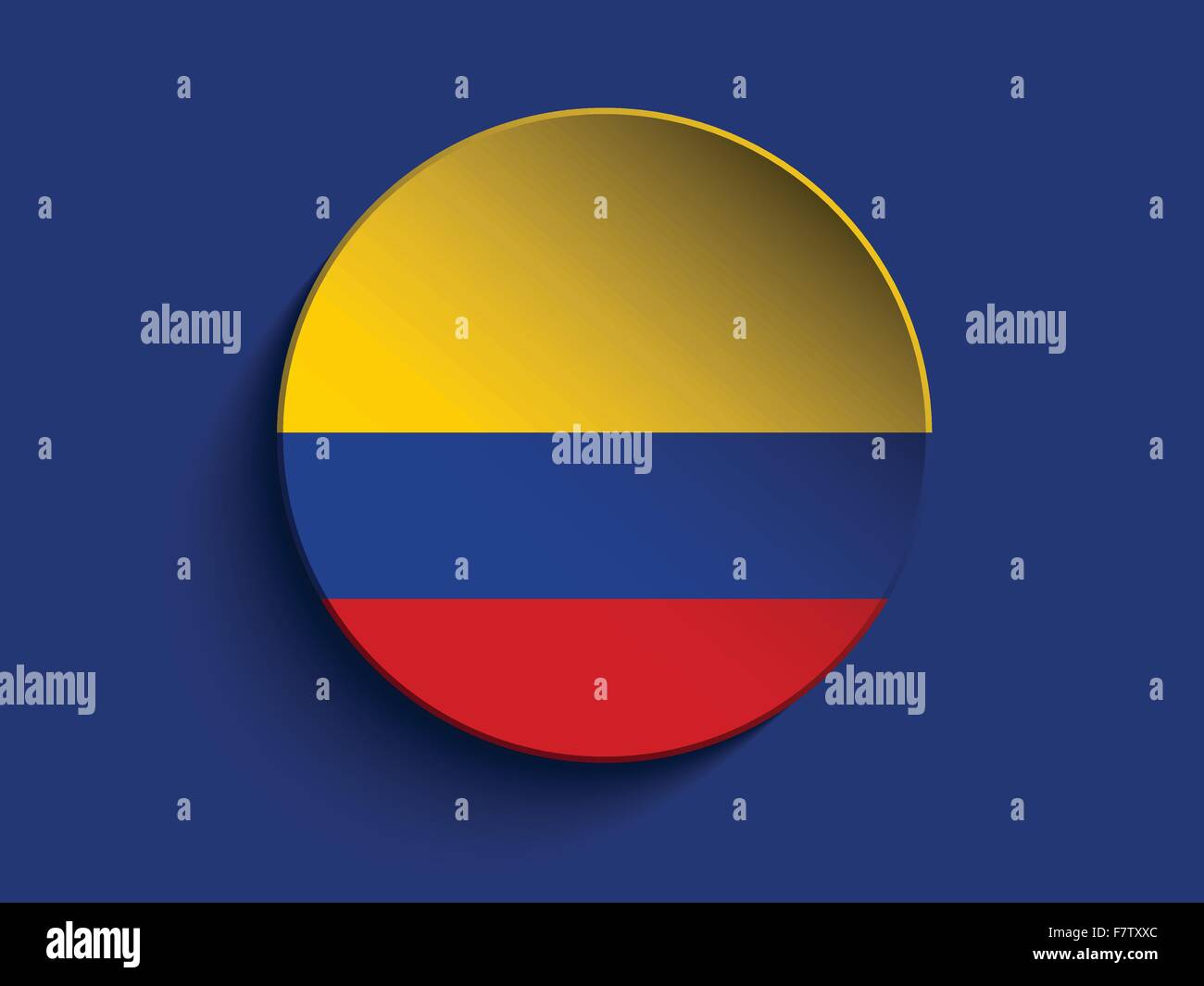 Bandiera cerchio di carta pulsante Ombra Colombia Illustrazione Vettoriale