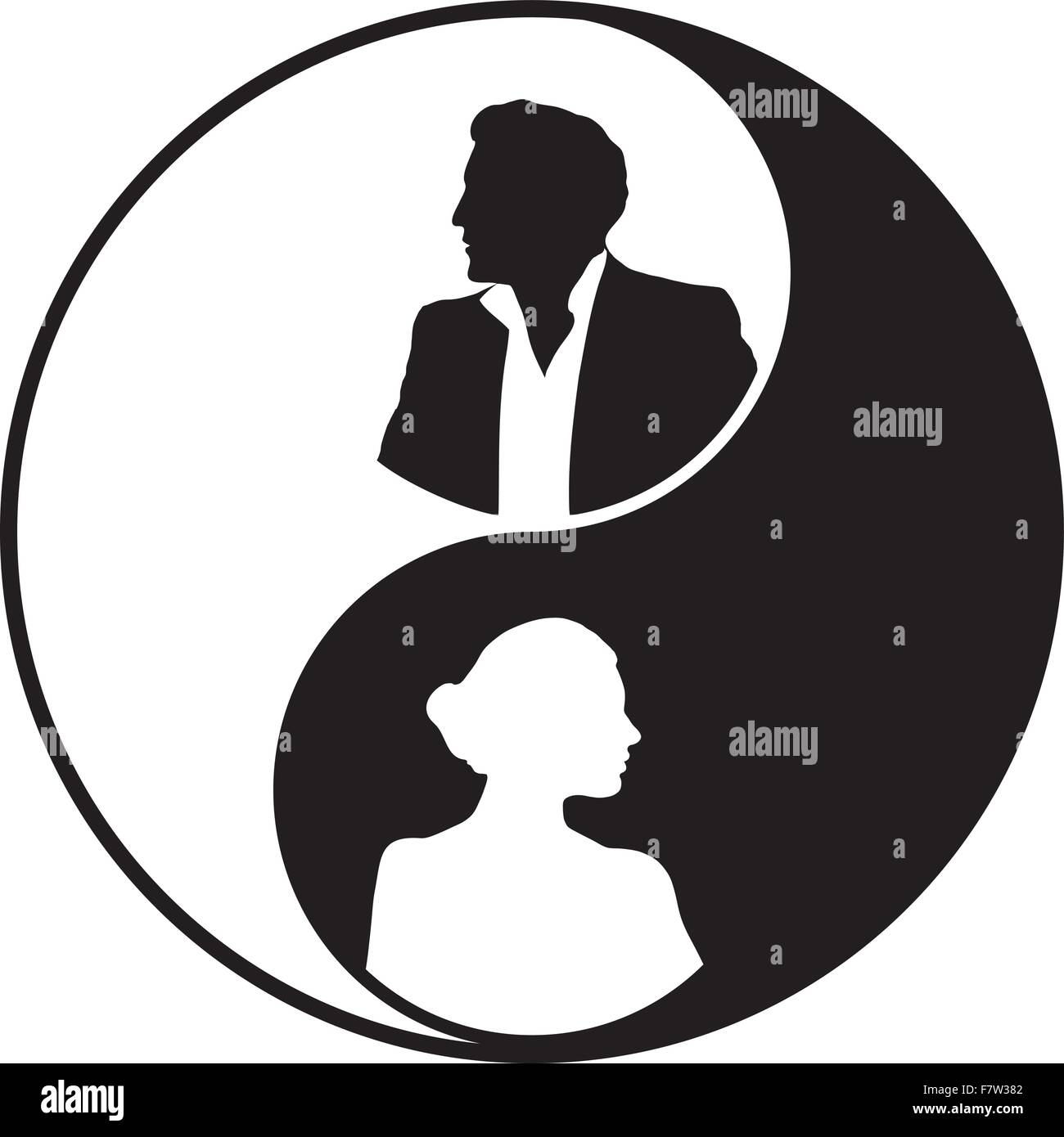 Yin e yang - maschio e femmina principi Illustrazione Vettoriale