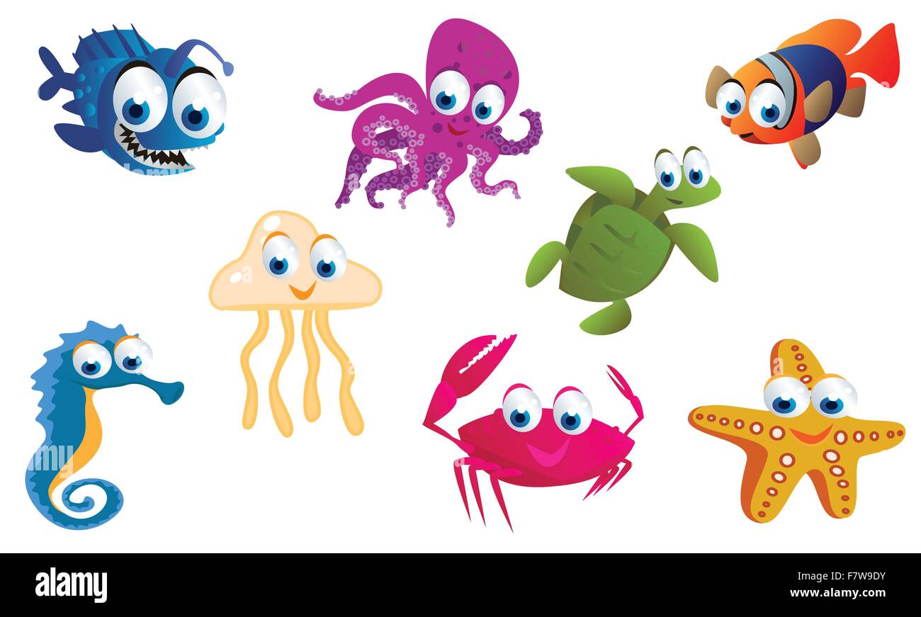 insieme dell'animale di mare Illustrazione Vettoriale