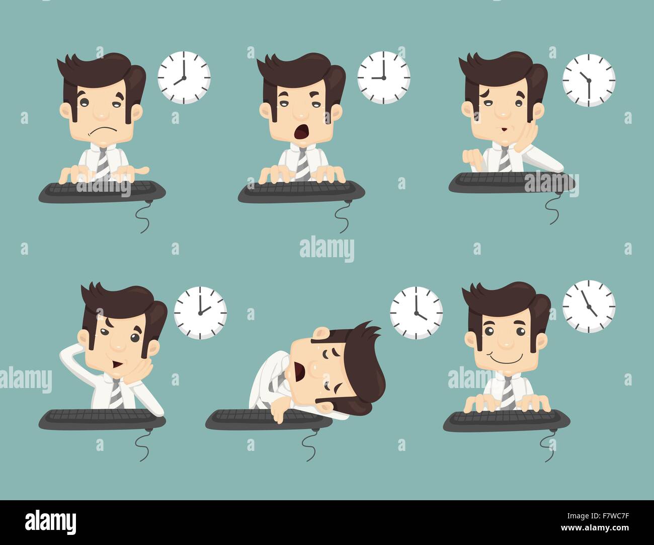 Set di imprenditore del tempo di lavoro Illustrazione Vettoriale