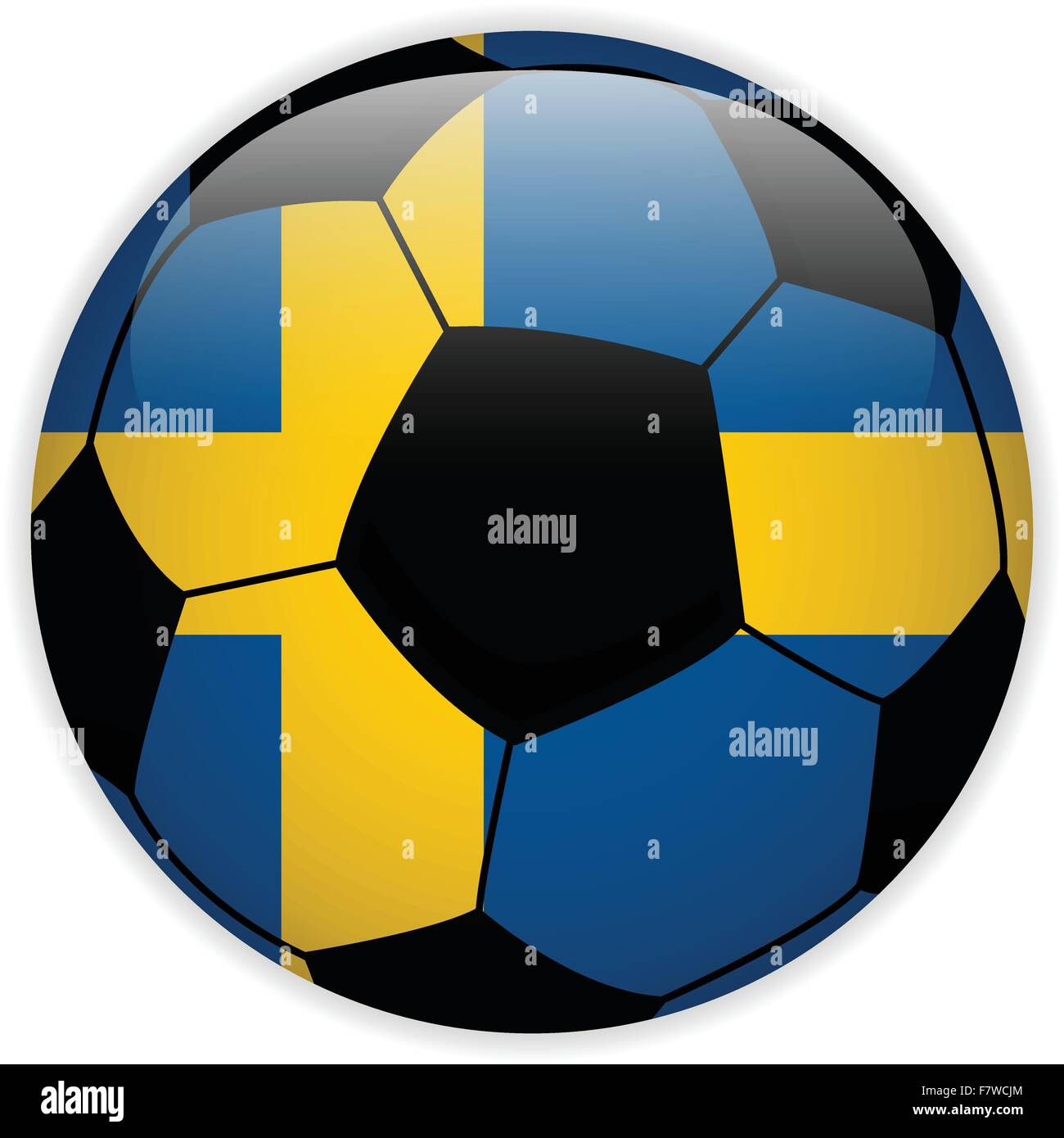 Bandiera della Svezia con pallone da calcio sfondo Illustrazione Vettoriale
