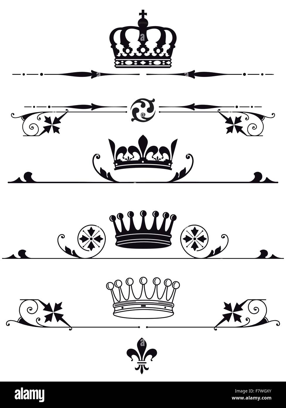 Royal corone e caratteri Illustrazione Vettoriale
