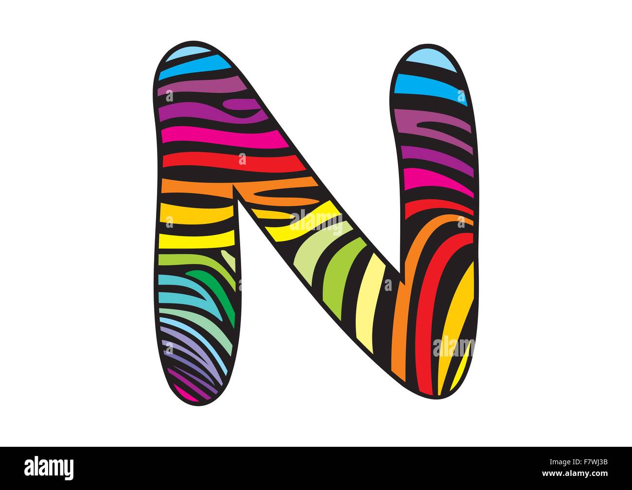 Interfaccia di sfondo a forma di zebra lettera N Illustrazione Vettoriale