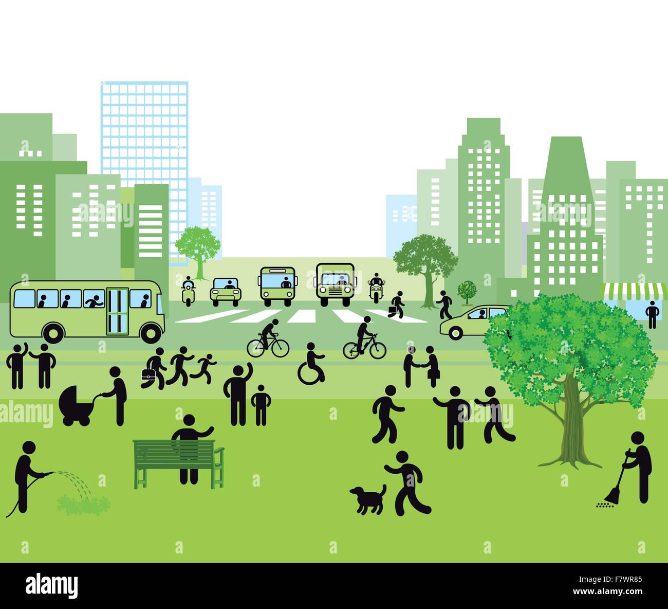 Family-friendly city Illustrazione Vettoriale