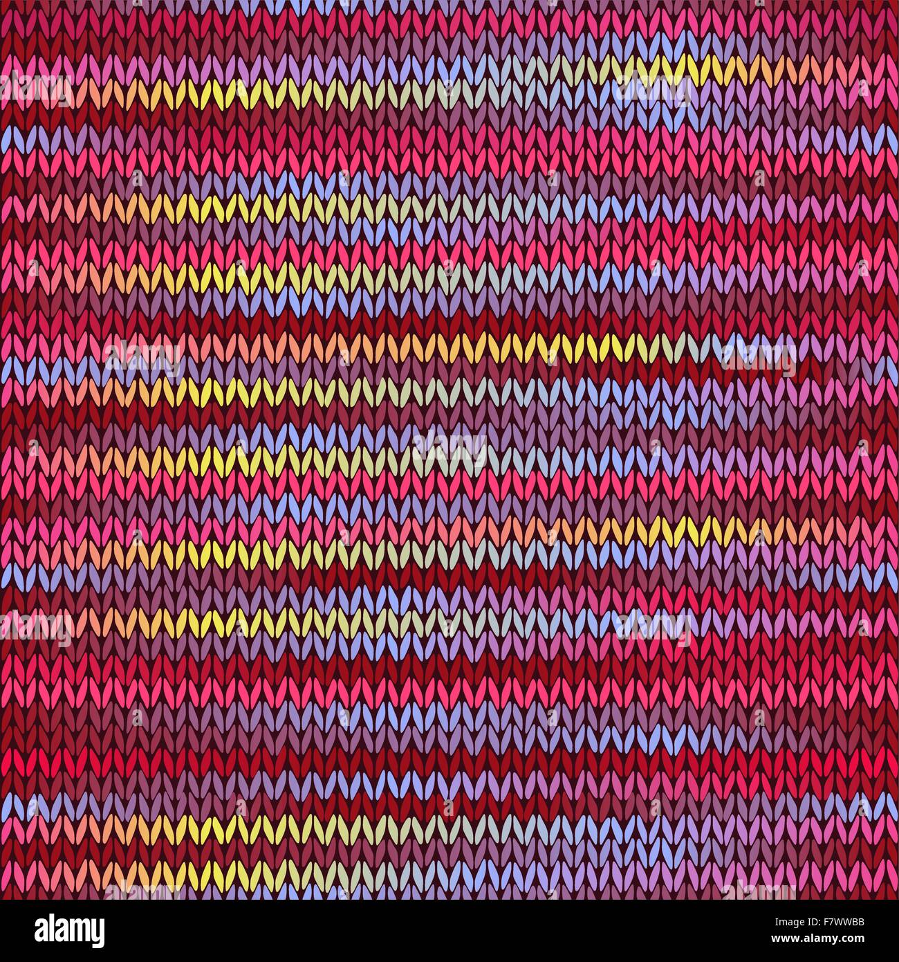 Stile a maglia senza cuciture Melange Pattern. Rosso Blu giallo rosa col Illustrazione Vettoriale