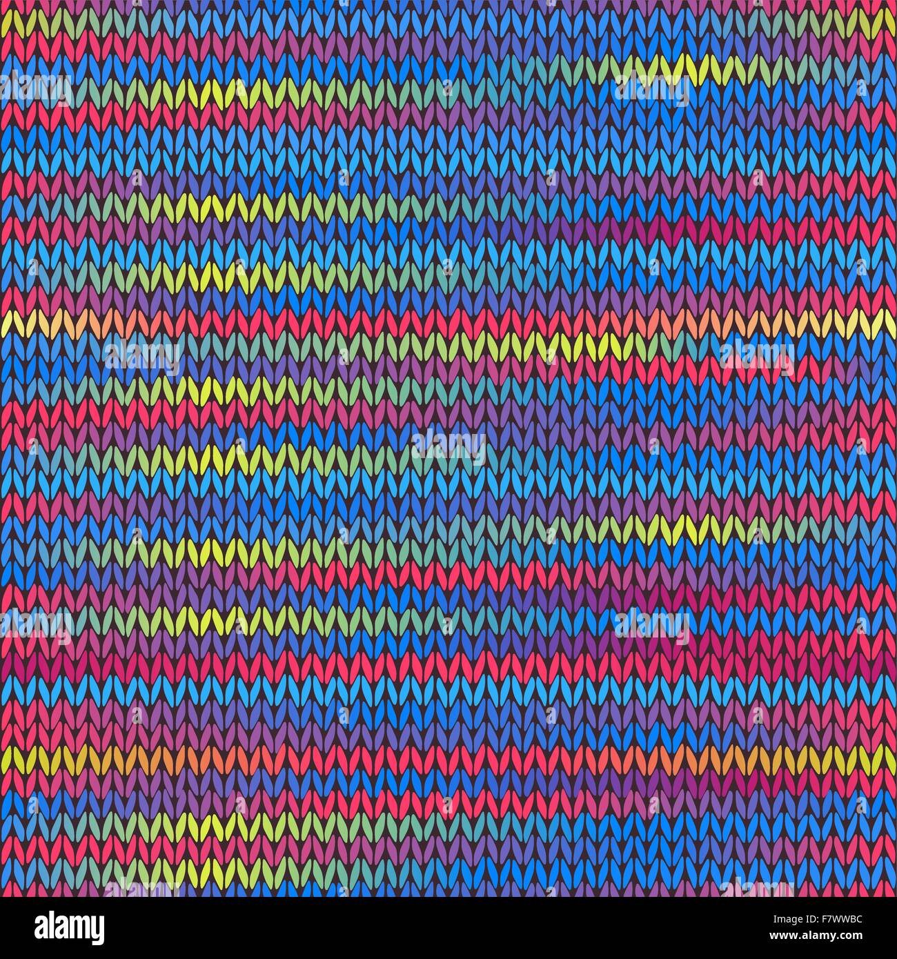 Stile a maglia senza cuciture Melange Pattern. Rosso Blu Verde Giallo Pi Illustrazione Vettoriale