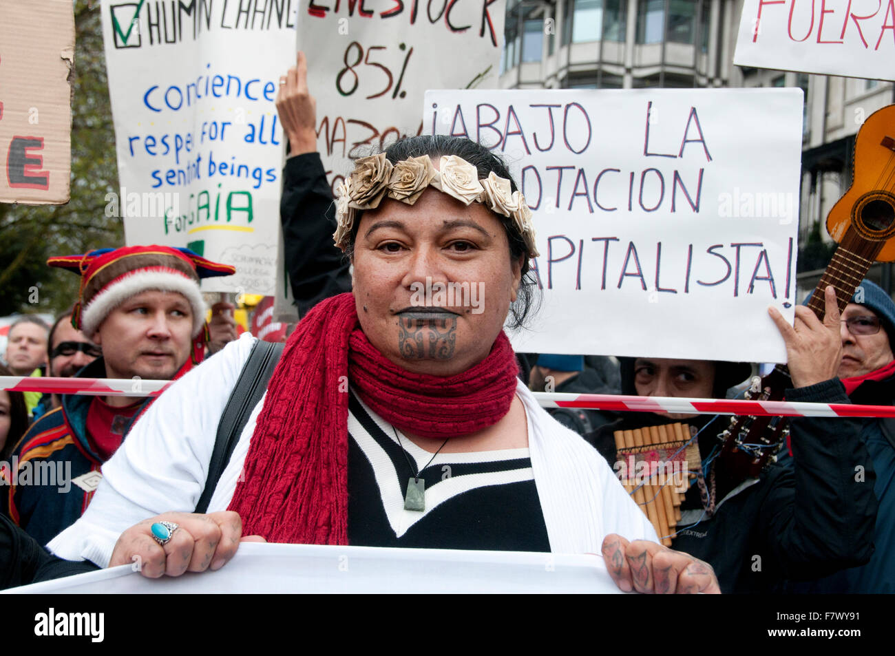 Marzo a demand leader globale di prendere provvedimenti per combattere il cambiamento climatico.Un attivista provenienti dal Sud del Pacifico Foto Stock