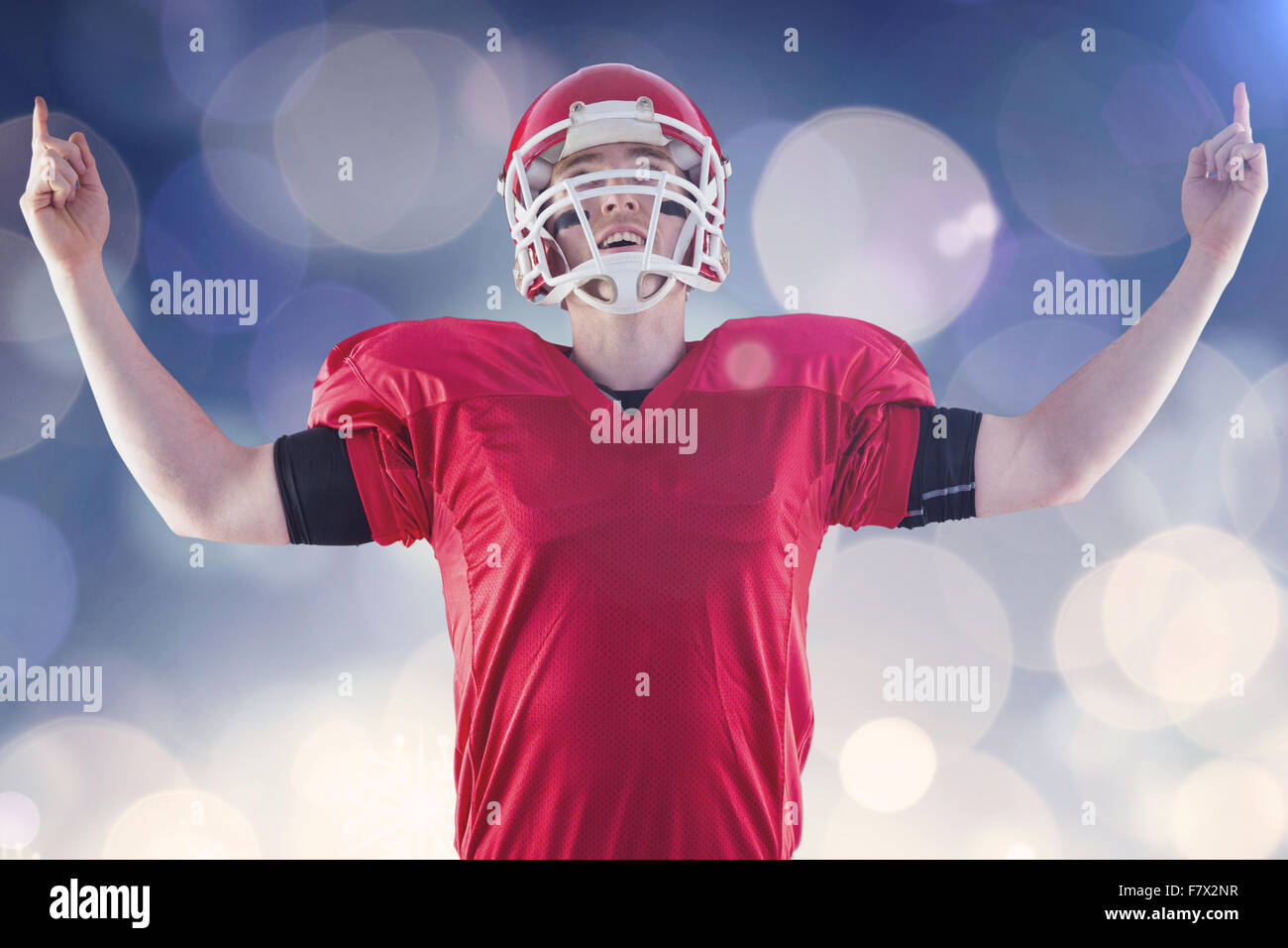 Immagine composita del giocatore di football americano in trionfo Foto Stock