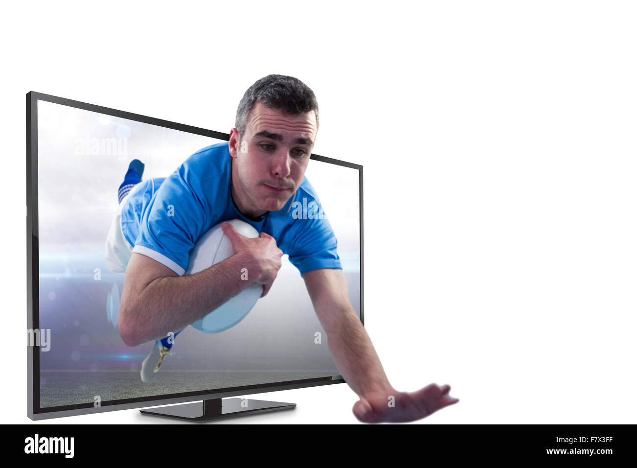 Immagine composita di un giocatore di rugby con un punteggio provare Foto Stock