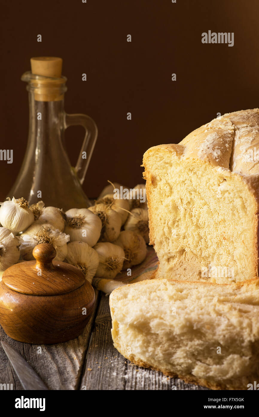 Pane e olio e aglio Foto Stock
