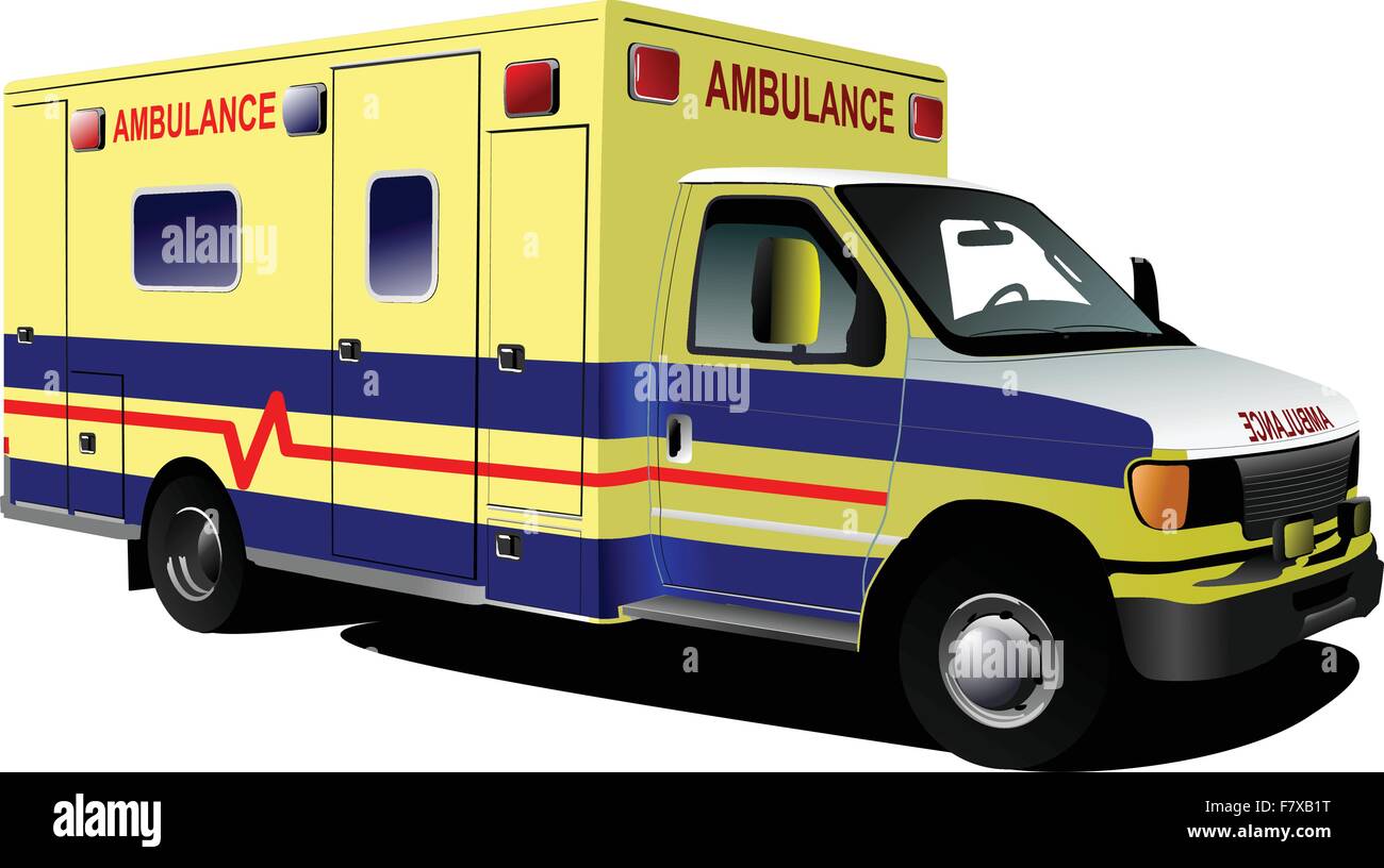 Moderne ambulanze van su bianco. Colorata illustrazione vettoriale Illustrazione Vettoriale