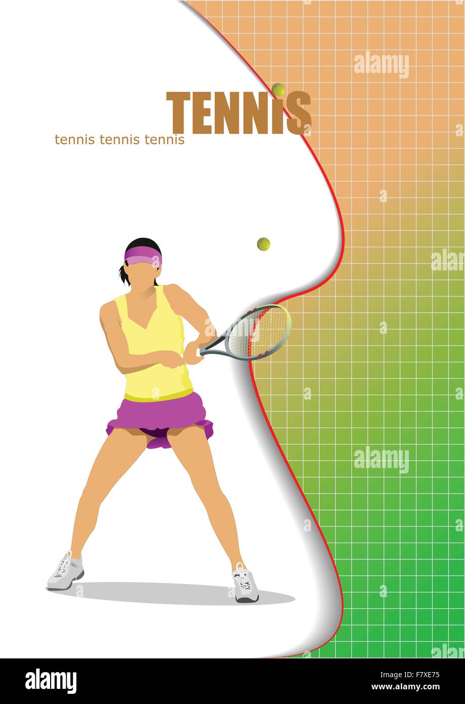 Donna giocatore di tennis.illustrazione vettoriale Illustrazione Vettoriale