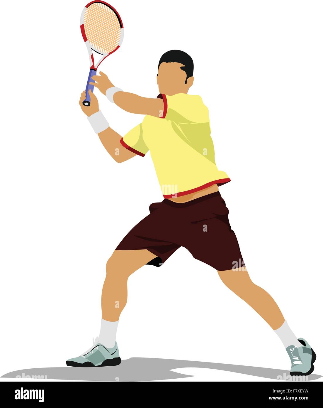 Giocatore di Tennis poster. Colorata illustrazione vettoriale Illustrazione Vettoriale