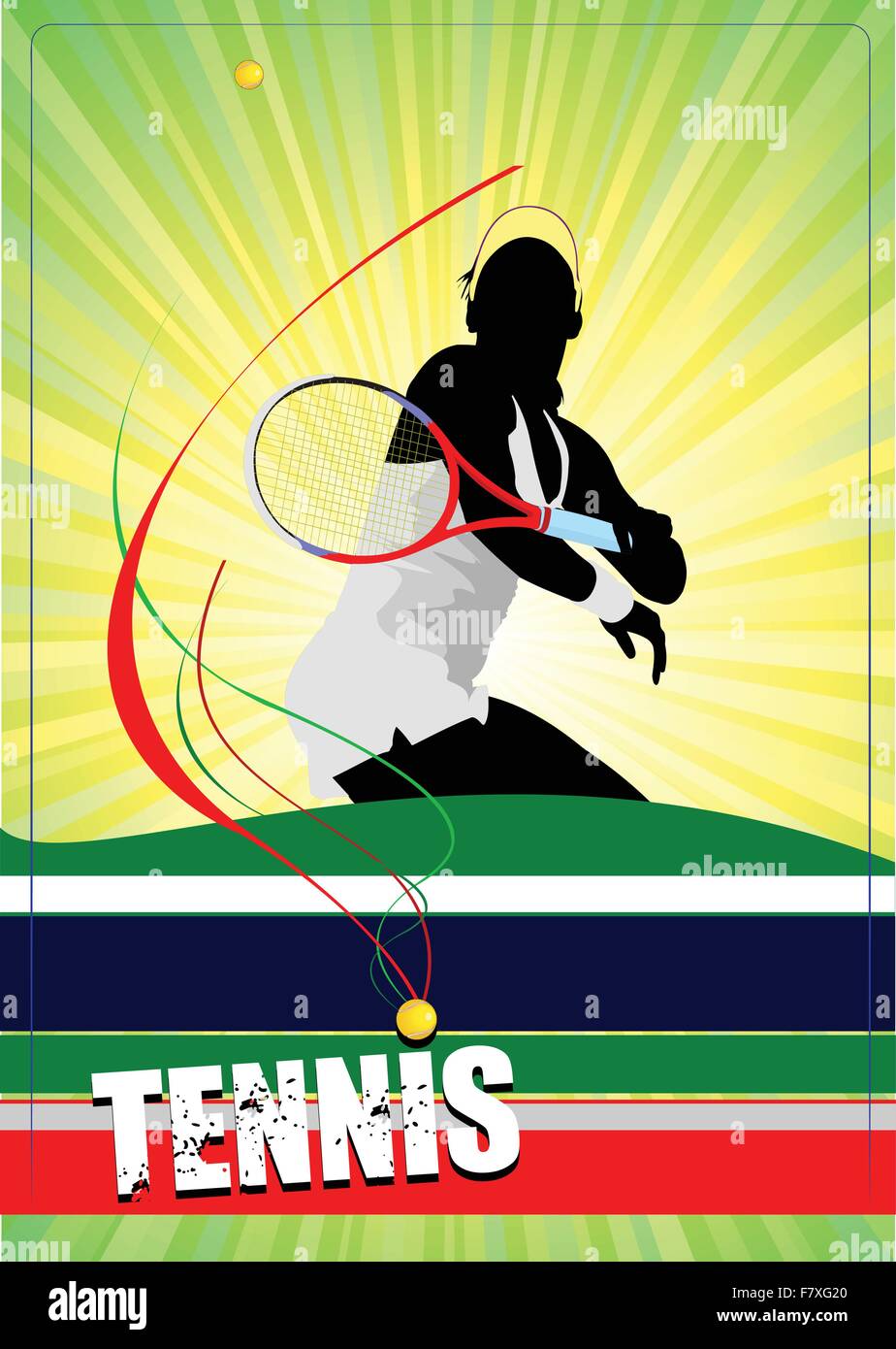 Donna giocatore di tennis poster. Illustrazione Vettoriale per i progettisti Illustrazione Vettoriale
