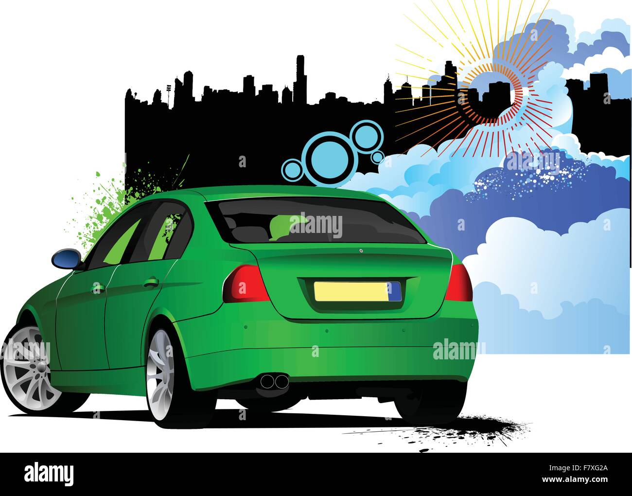 Verde auto berlina Illustrazione Vettoriale