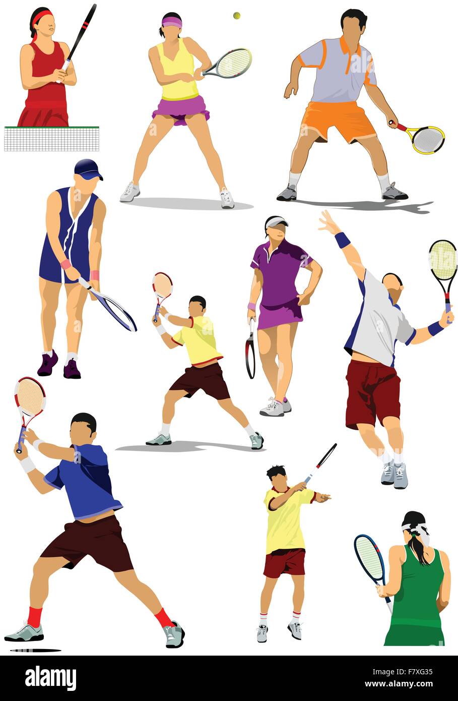 Grande raccolta di giocatore di tennis silhouette. Illustrazione Vettoriale Illustrazione Vettoriale