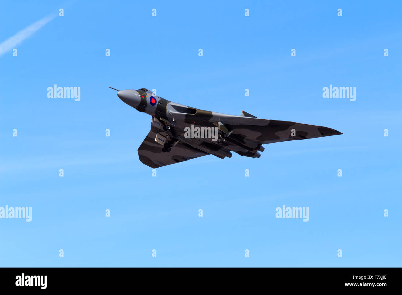 Avro Vulcan Bomber xh558 visualizzazione al 2015 airshow di Southport Foto Stock