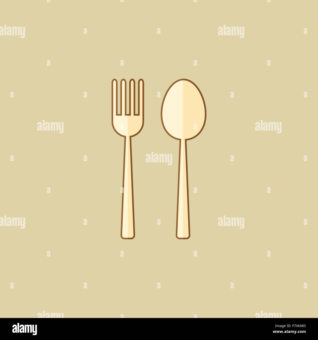 Cucchiaio e forchetta. Cibo Icona piatta Illustrazione Vettoriale