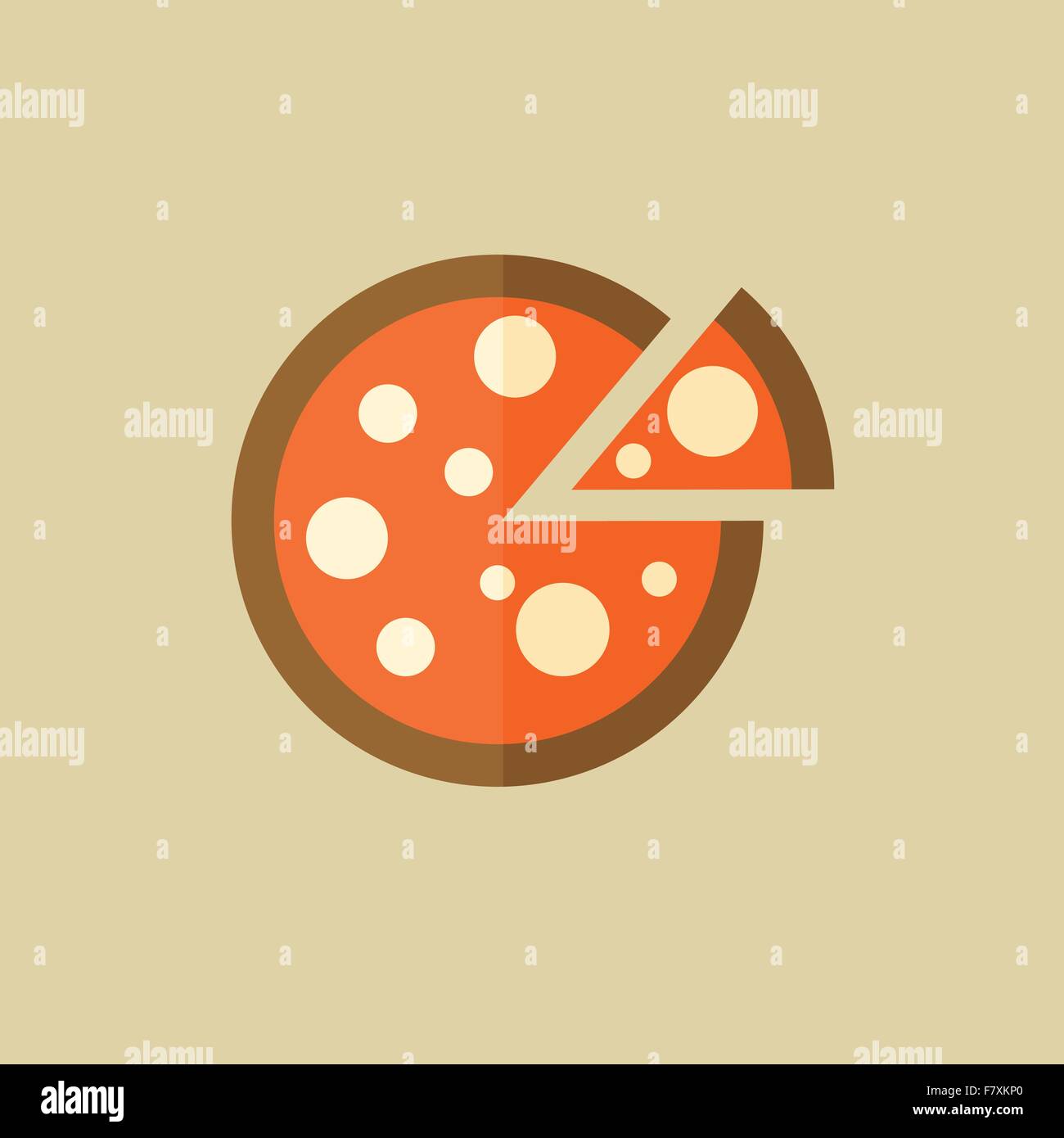 La Pizza. Cibo Icona piatta Illustrazione Vettoriale