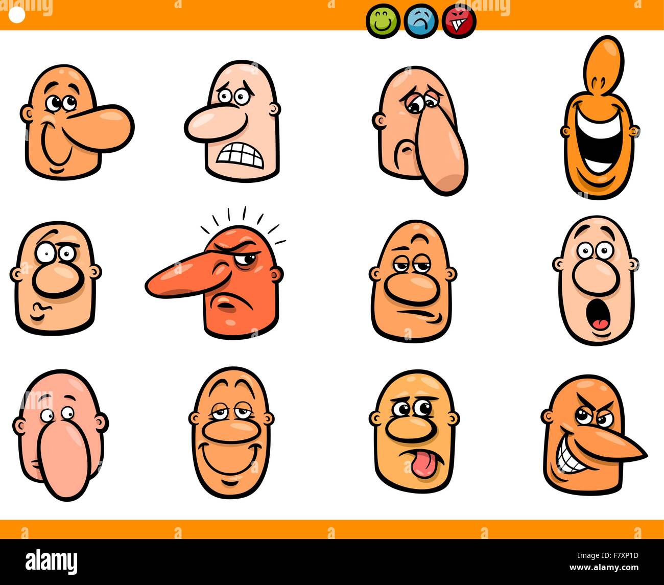 Cartoon persone emoticon capi impostato Illustrazione Vettoriale