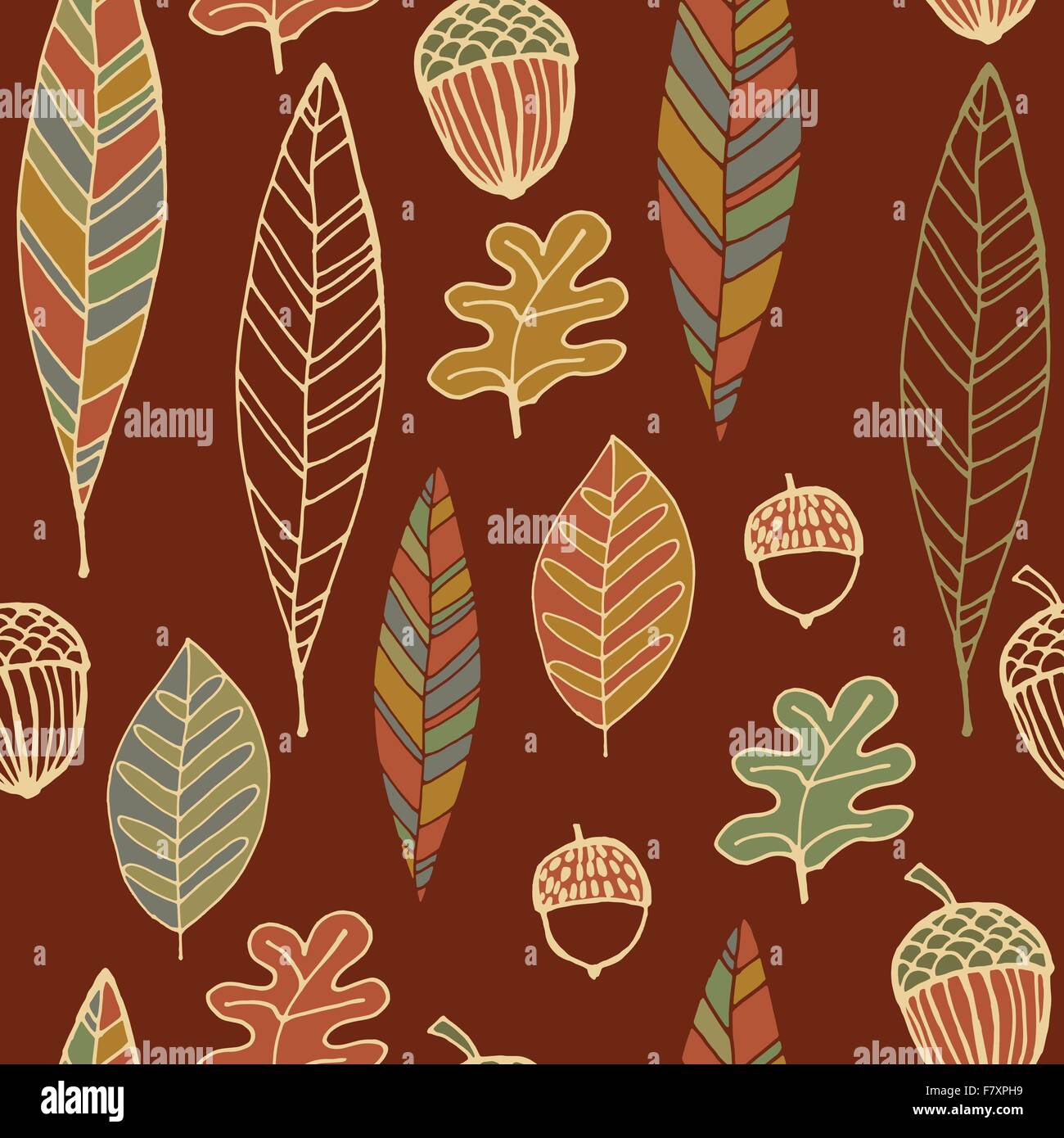 Vintage autunno astratto seamless pattern lascia Illustrazione Vettoriale