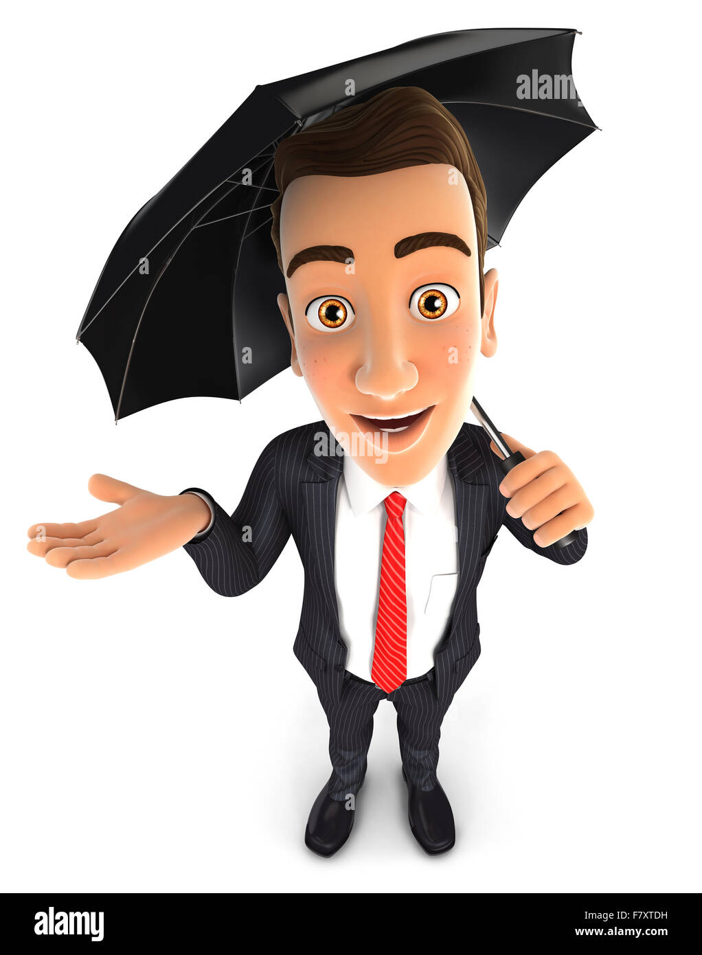 3d imprenditore con un ombrello, isolato sfondo bianco Foto Stock