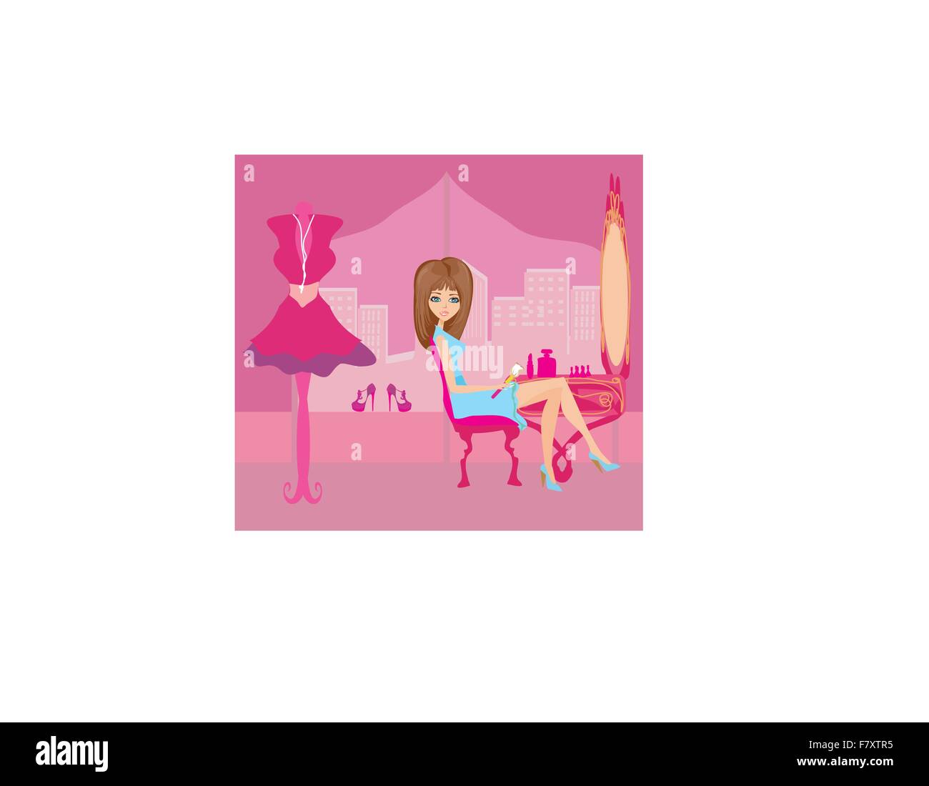 trucco a casa Illustrazione Vettoriale