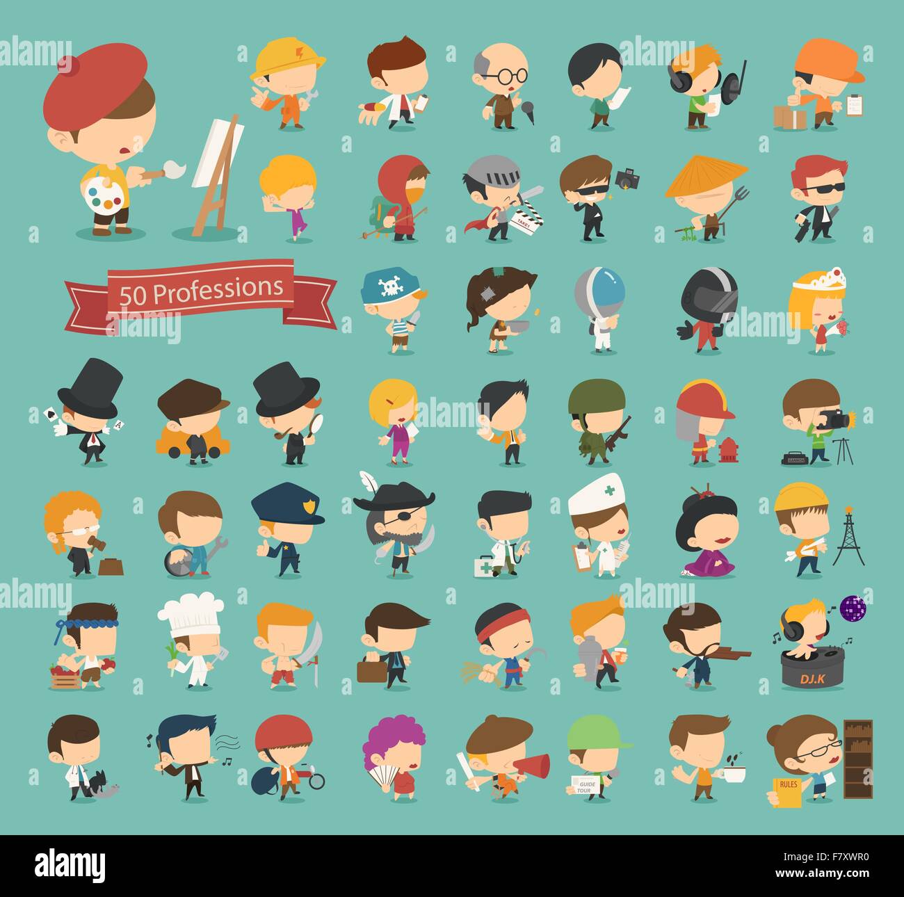 Set di 50 professioni Illustrazione Vettoriale