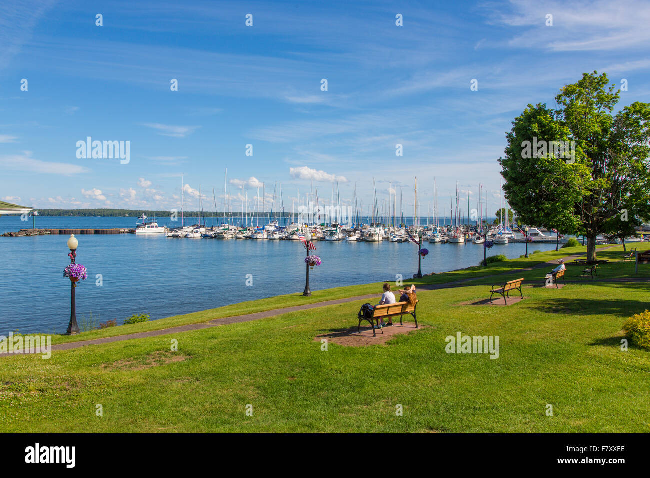 Downtown waterfront in Wisconsin Bayfield sul Lago Superiore Foto Stock