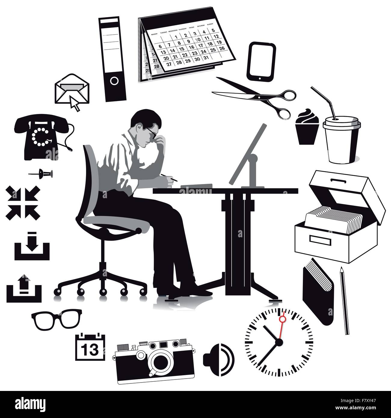 Imprenditore al lavoro Illustrazione Vettoriale