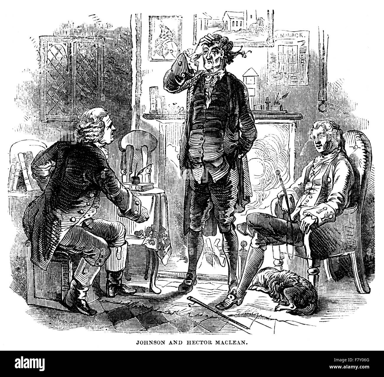 Incisione del dottor Johnson e il Reverendo Hector Maclean scansionati ad alta risoluzione da un libro stampato nel 1852. Col o Coll. Foto Stock