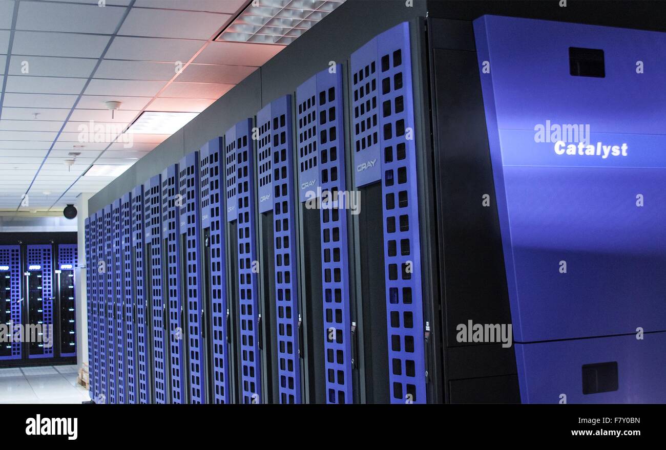 Il catalizzatore supercomputer al Lawrence Livermore National Laboratory. Il sistema impiega un Cray CS300 architettura appositamente modificato per l'elaborazione intensiva dei dati ed è utilizzato per la ricerca in collaborazione con l'industria e il mondo accademico. Foto Stock
