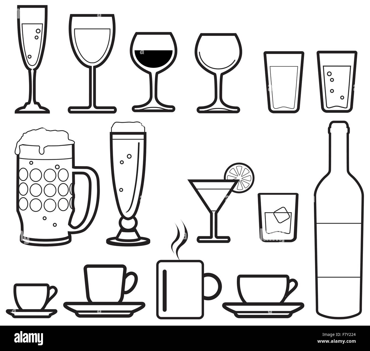 Icone di bevande Illustrazione Vettoriale