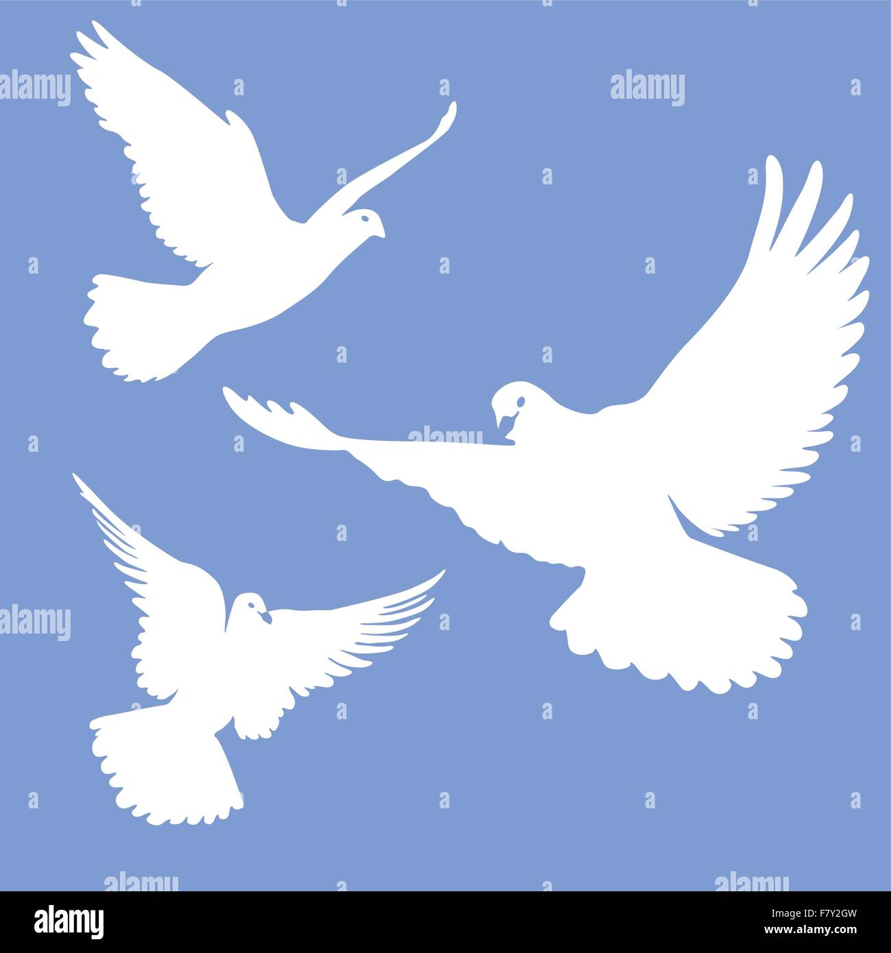 Volare colombe bianche Illustrazione Vettoriale