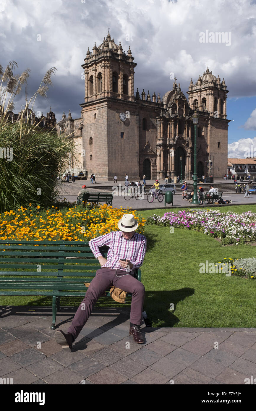 Cattedrale di Cuzco, iniziare a costruire nel sedicesimo secolo sulla base di Viracocha Inca palace. Foto Stock