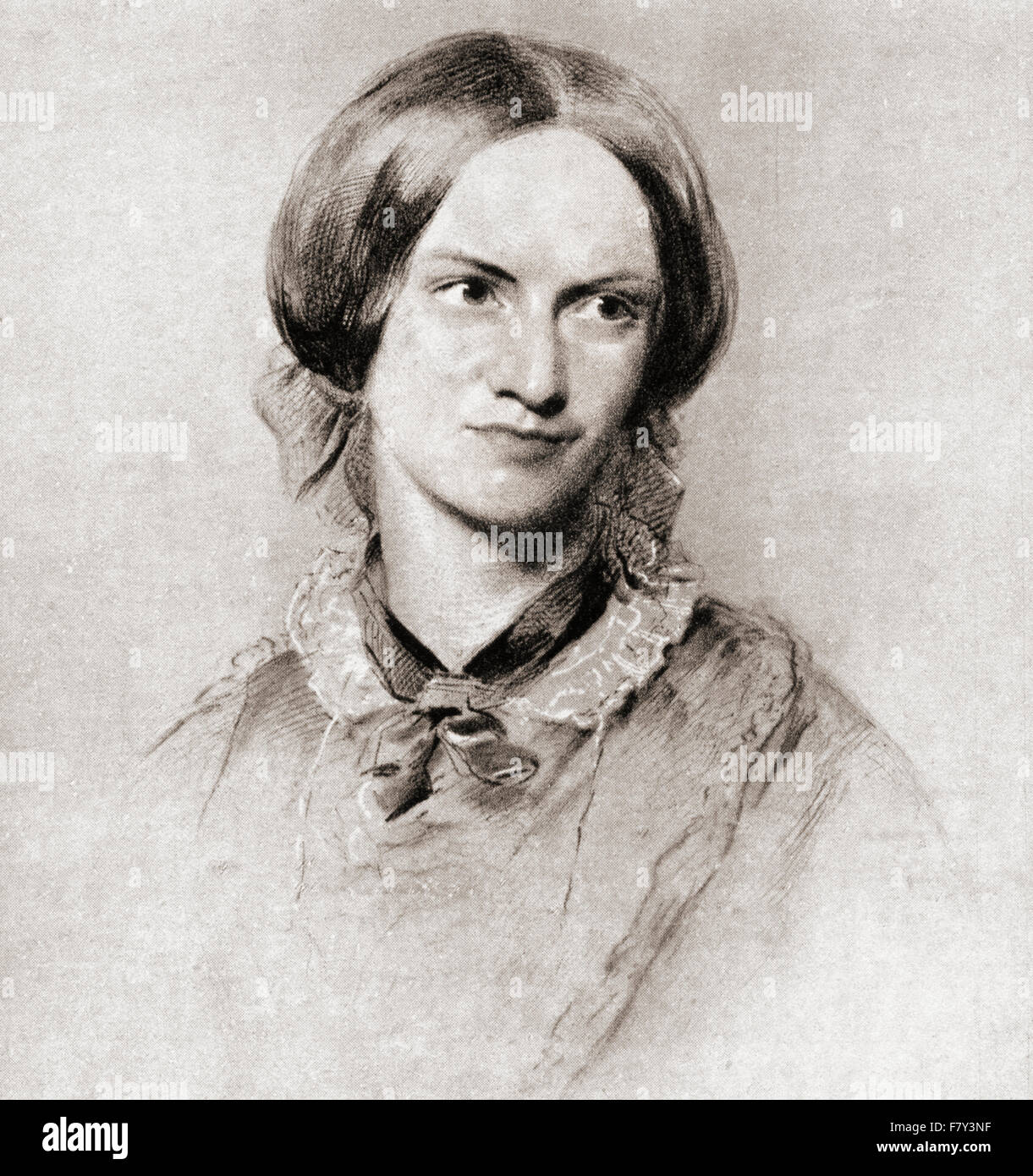 Charlotte Brontë, 1816 - 1855. Romanziere inglese e poeta. Dopo che il disegno da George Richmond. Foto Stock