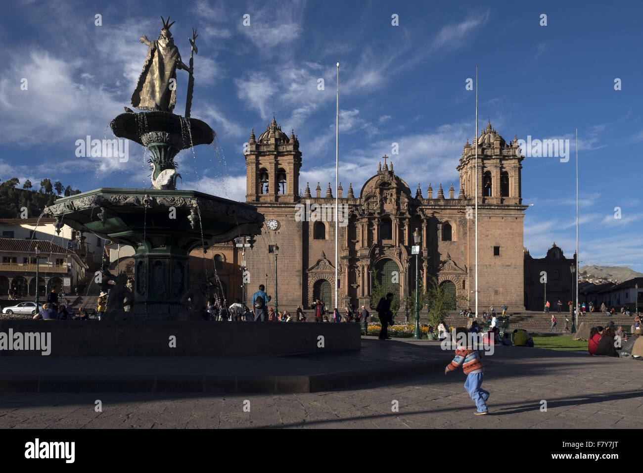 Cattedrale di Cuzco, iniziare a costruire nel sedicesimo secolo sulla base di Viracocha Inca palace. Foto Stock