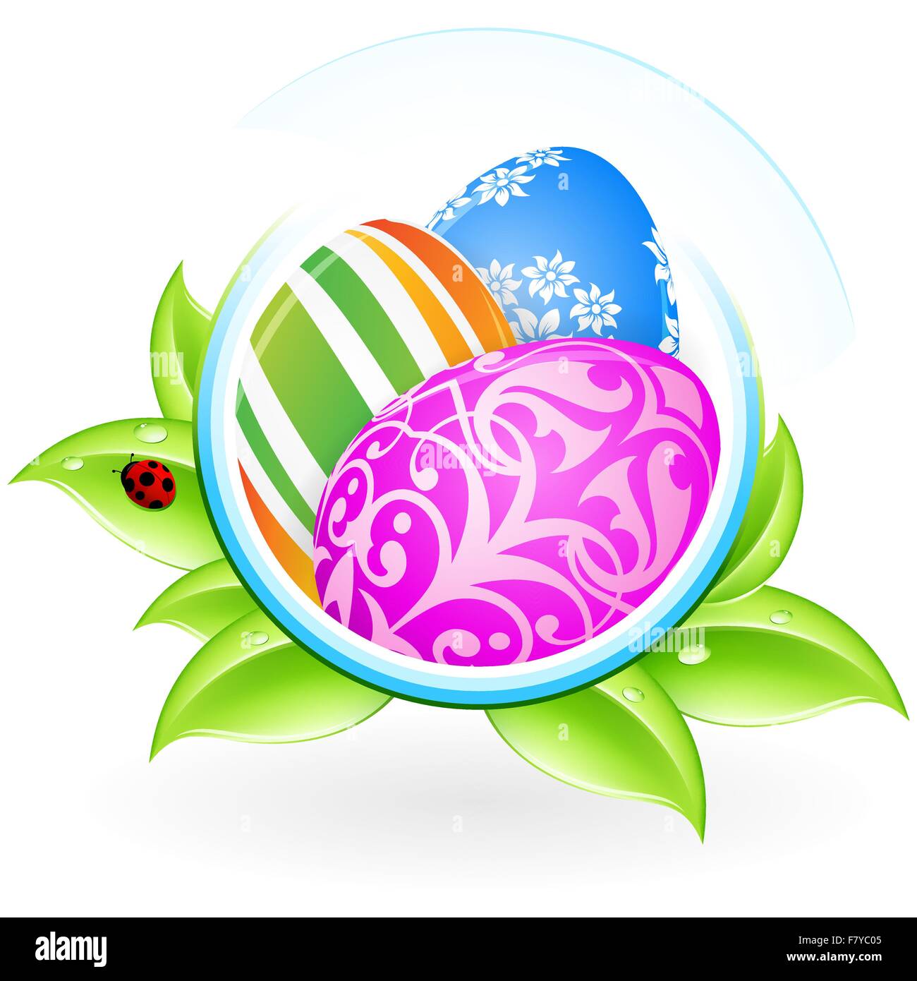 Struttura ad albero delle uova di pasqua con foglie Illustrazione Vettoriale
