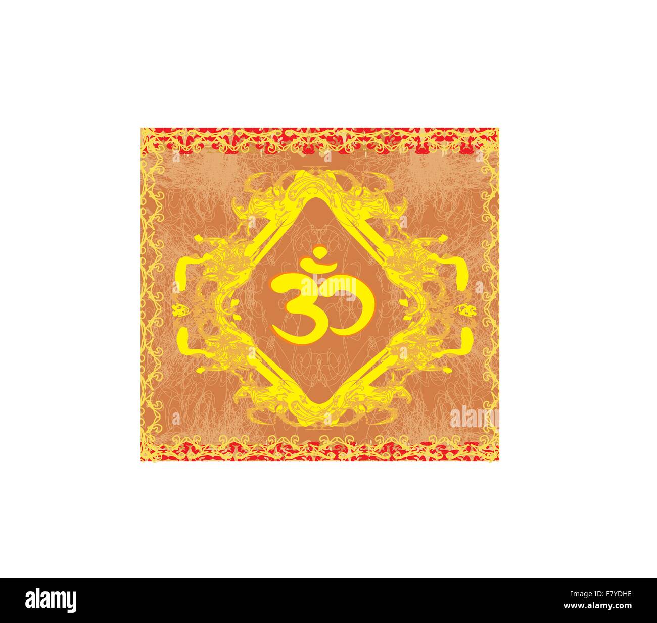 Om simbolo - vintage background artistico Illustrazione Vettoriale